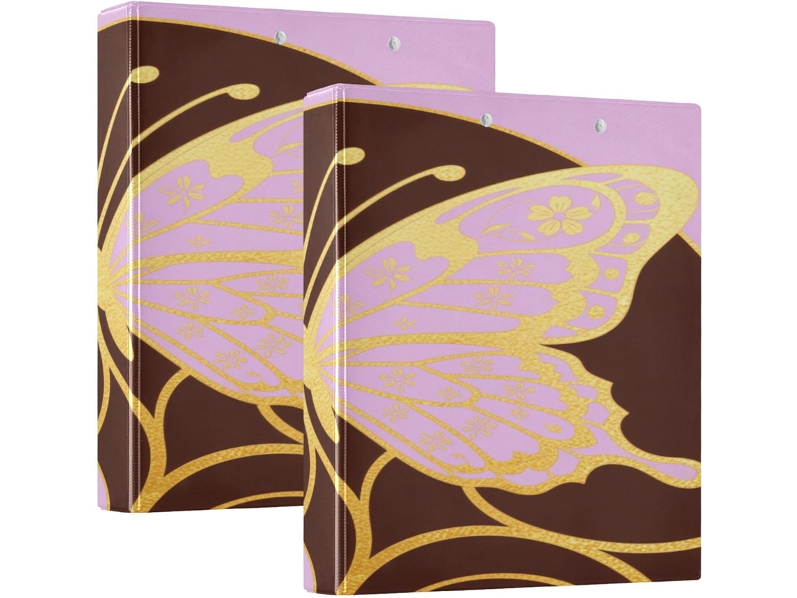 Pasta Escolar Com Estampa De Borboleta Da Beleza Africana 3, 8cm 1, 5 Polegadas, Três Carimbos Com Prancheta, Pacote Com