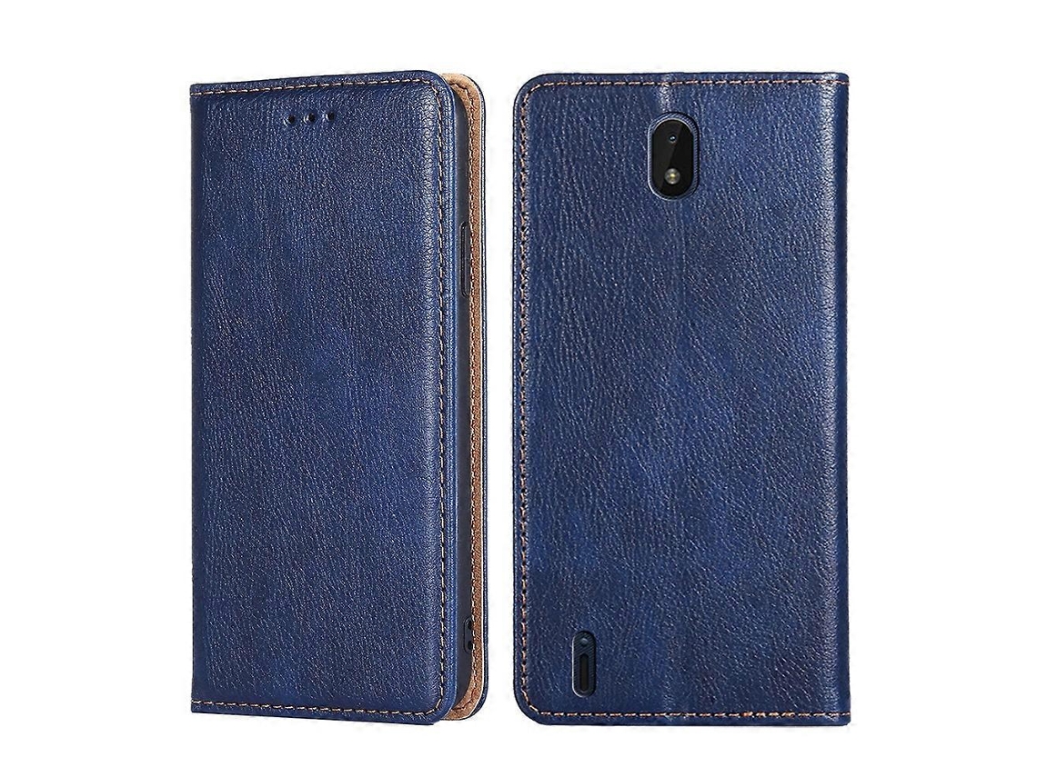 Capa De Couro Magnética Para Nokia C01 Plus / C1 2ª Edição, Cor Sólida, Brilhante, Óleo