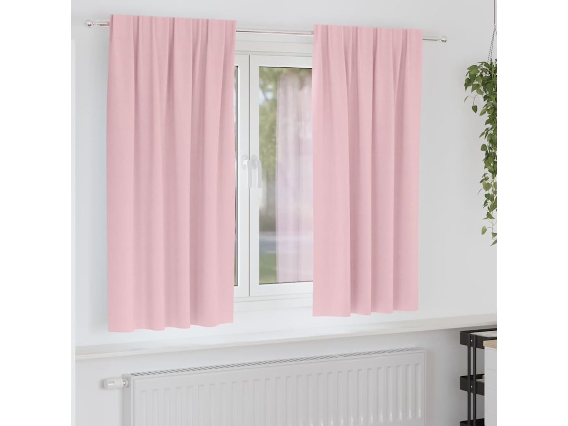 Vidaxl Cortinas Blackout Com Argolas 2 Unid. Rosa Bebé 175 X 140 Cm
