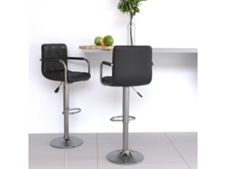 Vidaxl Bancos De Bar 2 Pcs Couro Artificial Preto