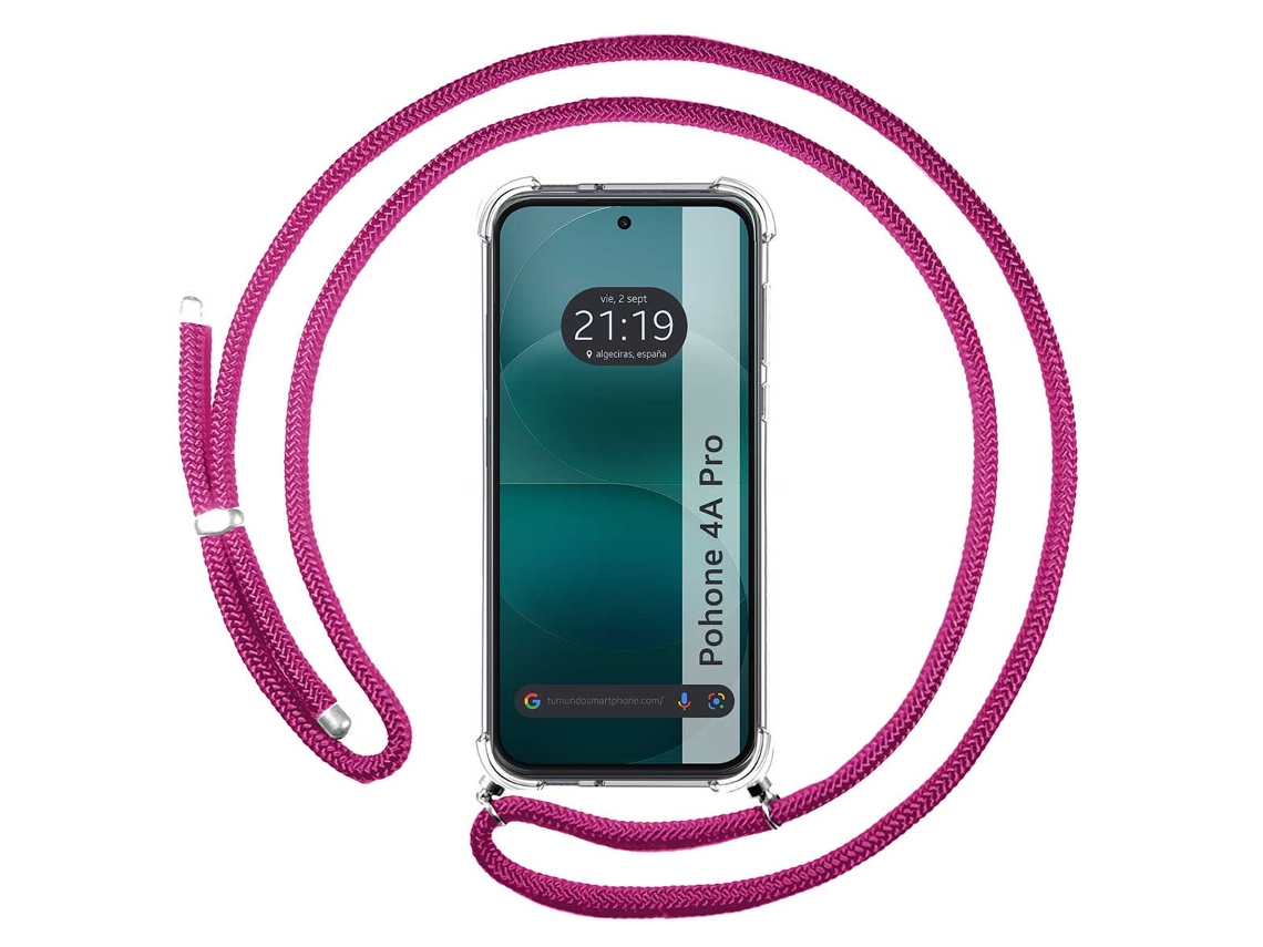 Capa Tumundosmartphone Transparente Para Nothing Phone 4a Pro 5g Com Correia Rosa Fúcsia