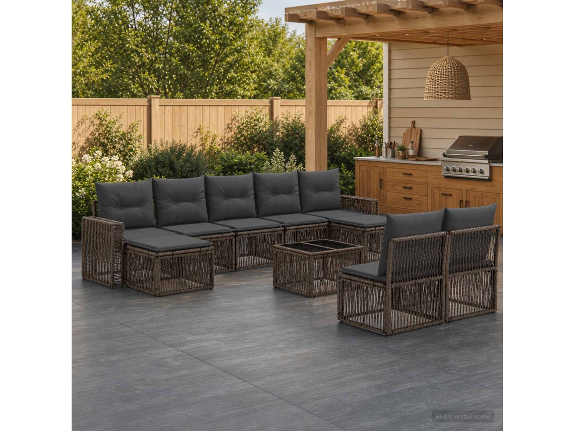 Vidaxl Conjunto De Sofá De Jardim 10 Unid. Cinza E Cinza Escuro