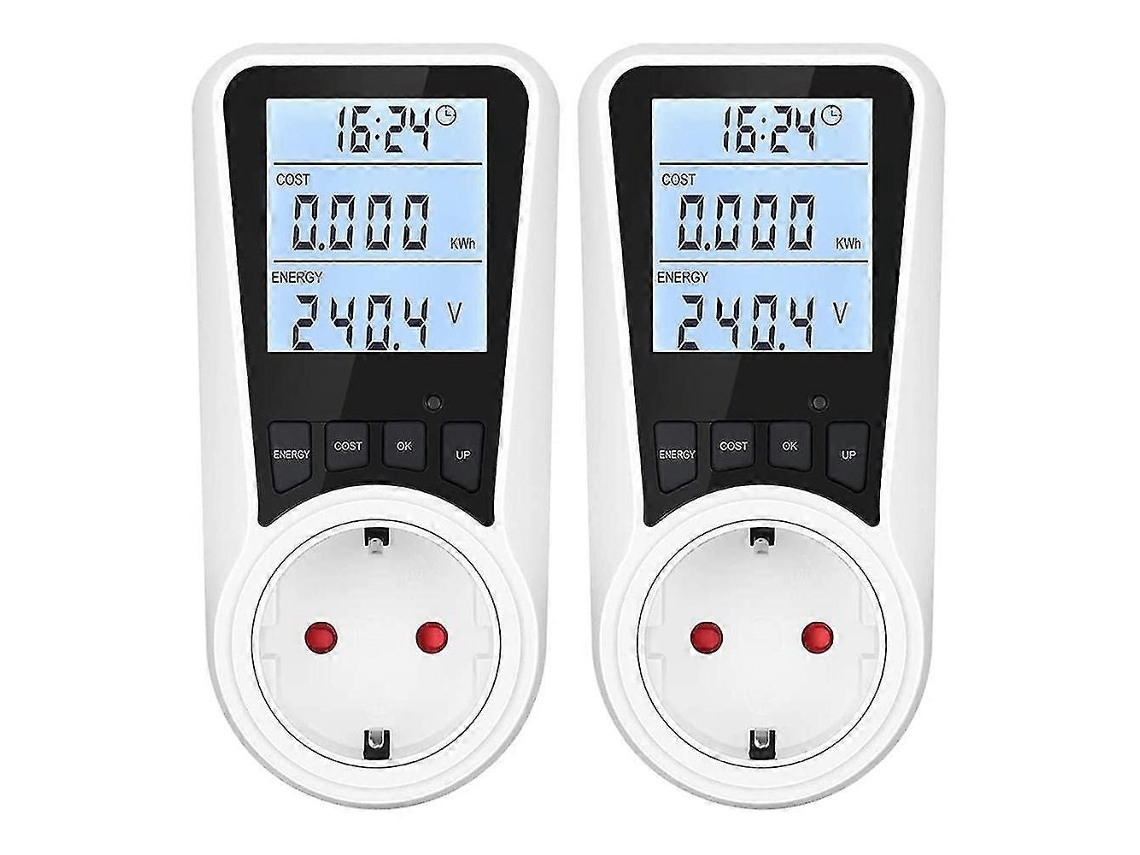 2x Medidores De Energia Elétrica Para Tomadas, Com Luz De Fundo, Display Lcd, Medidor De Custo De Energia, Para Eletrodomésticos Brilvibera