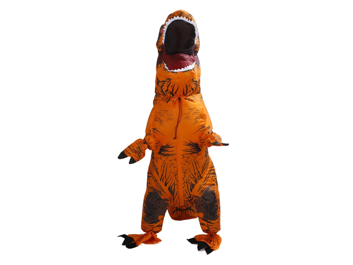 Fantasia Inflável Dino T rex para Halloween Natal Cosplay Infantil 120 140cm Marrom