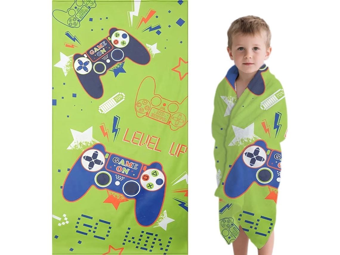 Conjunto com 1 Unidade, Toalha de Banho Infantil, Conjunto de Praia, Toalha de Praia Infantil, Verde, 80 X 150 Cm BRILVIBERA