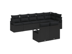 Conjunto 8 Conjunto De Jardim Vidaxl Preto Vime Pe (287 X 122 X 85 Cm)