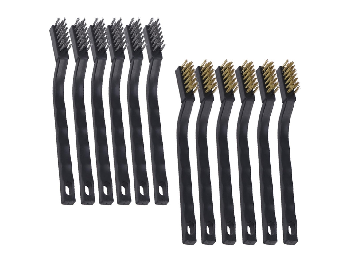 Conjunto De 12 Escovas De Metal Com Fio De Cobre Banhado A Prata, Práticas Para Limpeza.
