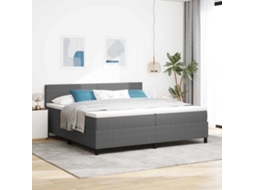 Vidaxl Cama Box Spring Led Cinza Claro E Branco 200 X 200 Cm