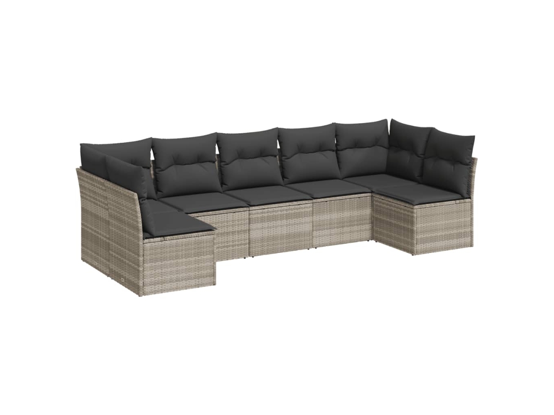 Conjunto de 7 Sofás Jardim com Almofadões Vime Pe Cinzento Claro MAISON EXCLUSIVE (7 pcs)