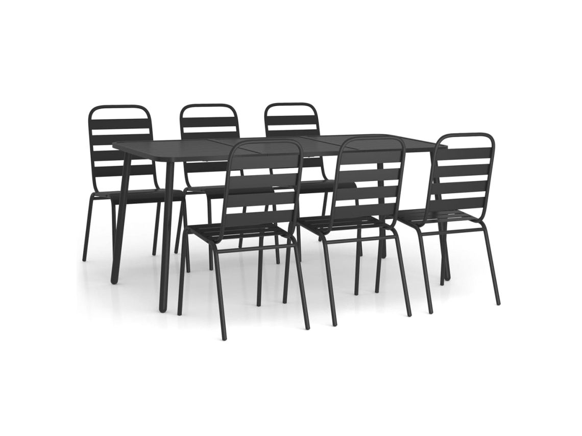 Maison Exclusive - 7 Pcs Conjunto De Jantar Para Jardim Aço Antracite
