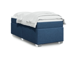 Vidaxl Cama Com Molas/colchão 100x200 Cm Tecido Azul