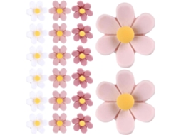 Tachinhas Tehaux decorativas em formato de flor 3D, resina e metal, para quadros brancos e decoração de parede.