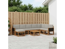 Vidaxl Conjunto De Sofás Para Exterior 9 Pcs Natural E Cinzento-claro