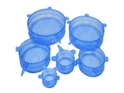 6 Tampas de Silicona Universais para Embrulhar Alimentos de Grau Alimentar com 6 Tamanhos Diferentes
