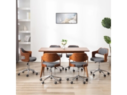 Vidaxl Cadeiras De Jantar 6 Pcs Madeira Curvada E Tecido Cinzento
