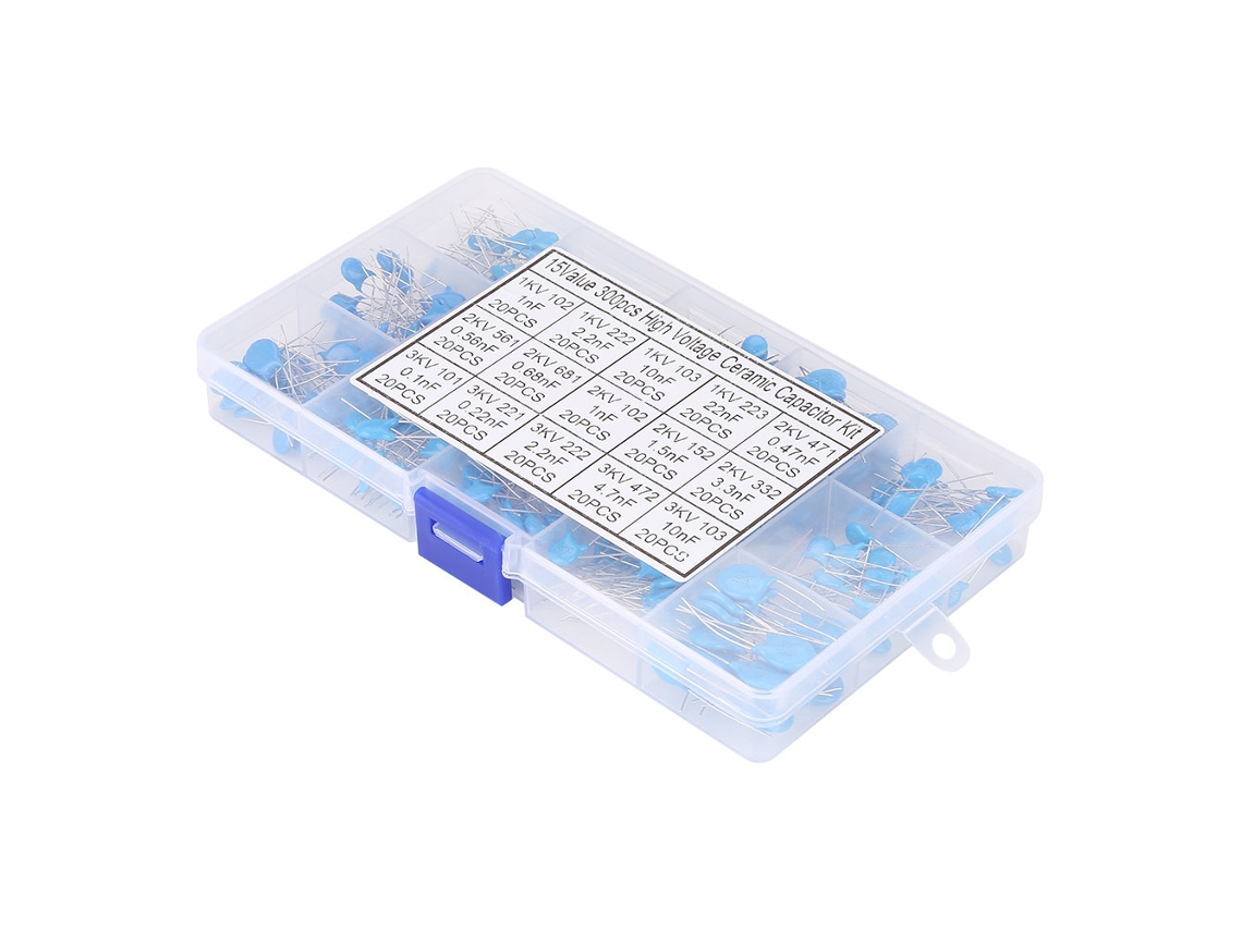 Kit De Capacitores Cerâmicos De Alto Voltaje 15 Valores 0.1nf~22nf 300pcs
