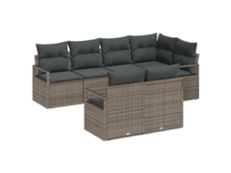 Conjunto 7 Conjunto De Sofá De Jardim Vidaxl Cinzento Vime Pe (232 X 122 X 85 Cm)