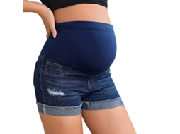 Shorts Jeans de Maternidade Femininos, Cintura Alta Ajustável para Suporte Durante a Gravidez, Azul, M. PANOONA