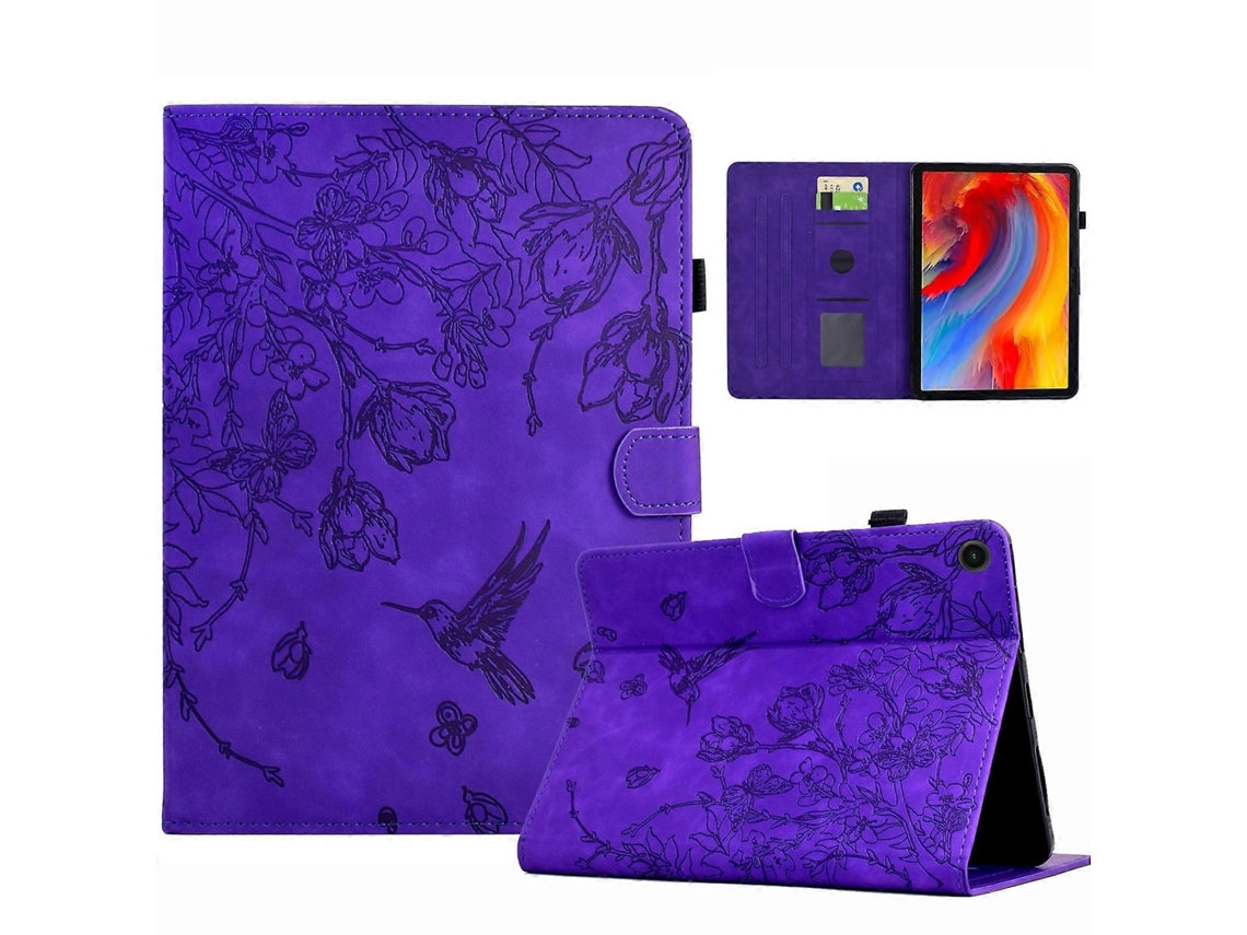 Capa de couro inteligente com estampa de flores e pássaros Webake para tablet