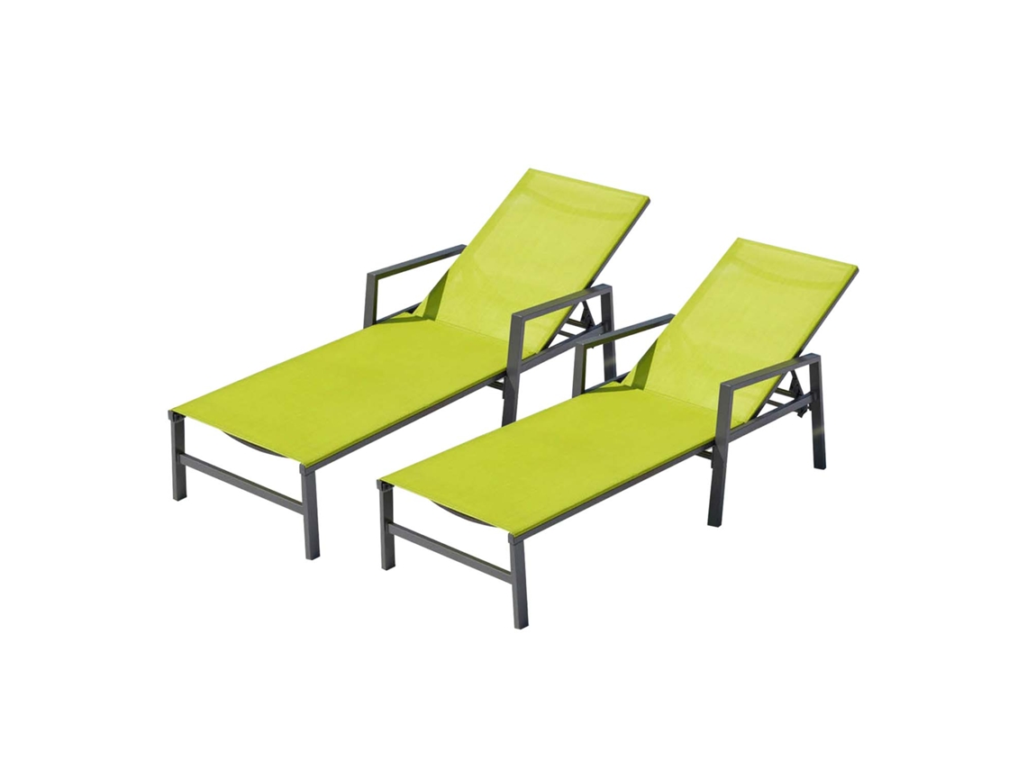 Conjunto 2 Espreguiçadeiras CONCEPT U Bari Cinzento e Verde