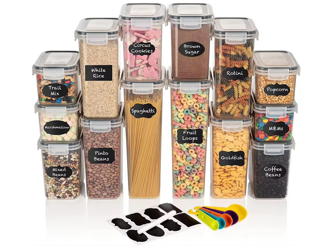 Conjunto De 14 Recipientes Herméticos Para Armazenamento De Alimentos Com Tampas, Livre De Bpa