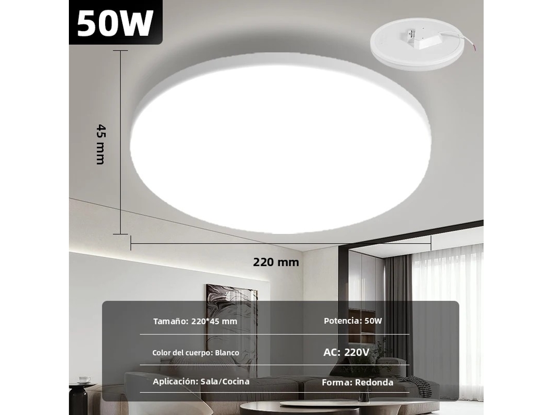 Luminária De Teto Led Redonda Moderna, Iluminação De Pvc Com Economia De Energia Mdug (branco Frio 50w 1 Peça)