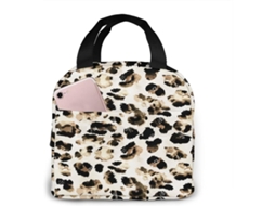 Bolsa Bento Portátil com Estampa de Leopardo, Lancheira Térmica para Mesa e Escola, Lancheira Reutilizável para Adultos e Slowmoose