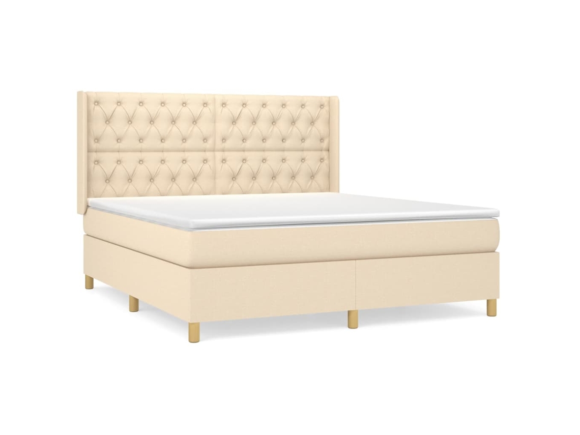 Cama com Molas/colchão 160x200 Cm Tecido Cor Creme MAISON EXCLUSIVE