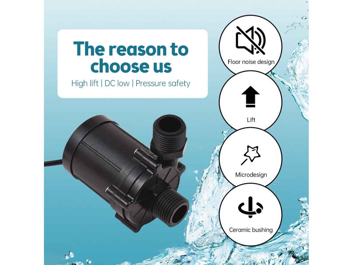 Bomba de Água Submersível DC 24v 12m Motor Sem Escovas 700l/h 90 Graus Baixo Ruído