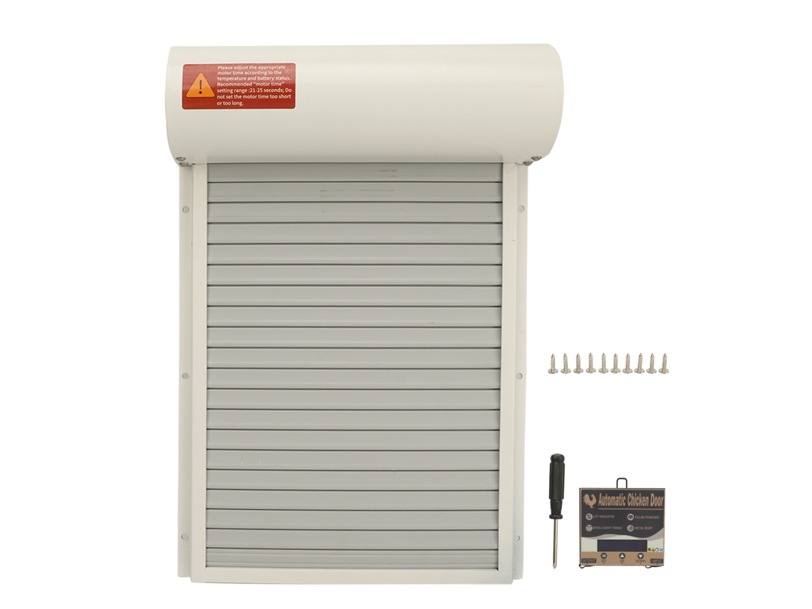 Porta automática para galinheiro com display LED, controlo de temporização e modo manual LAXISCREED