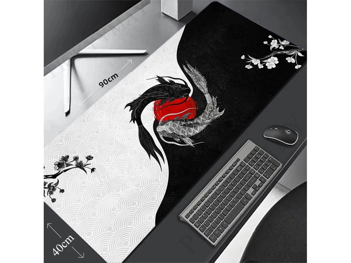 Mousepad Extragrande MDUG com Bordas Arredondadas (preto e branco, 400x900x3 mm)