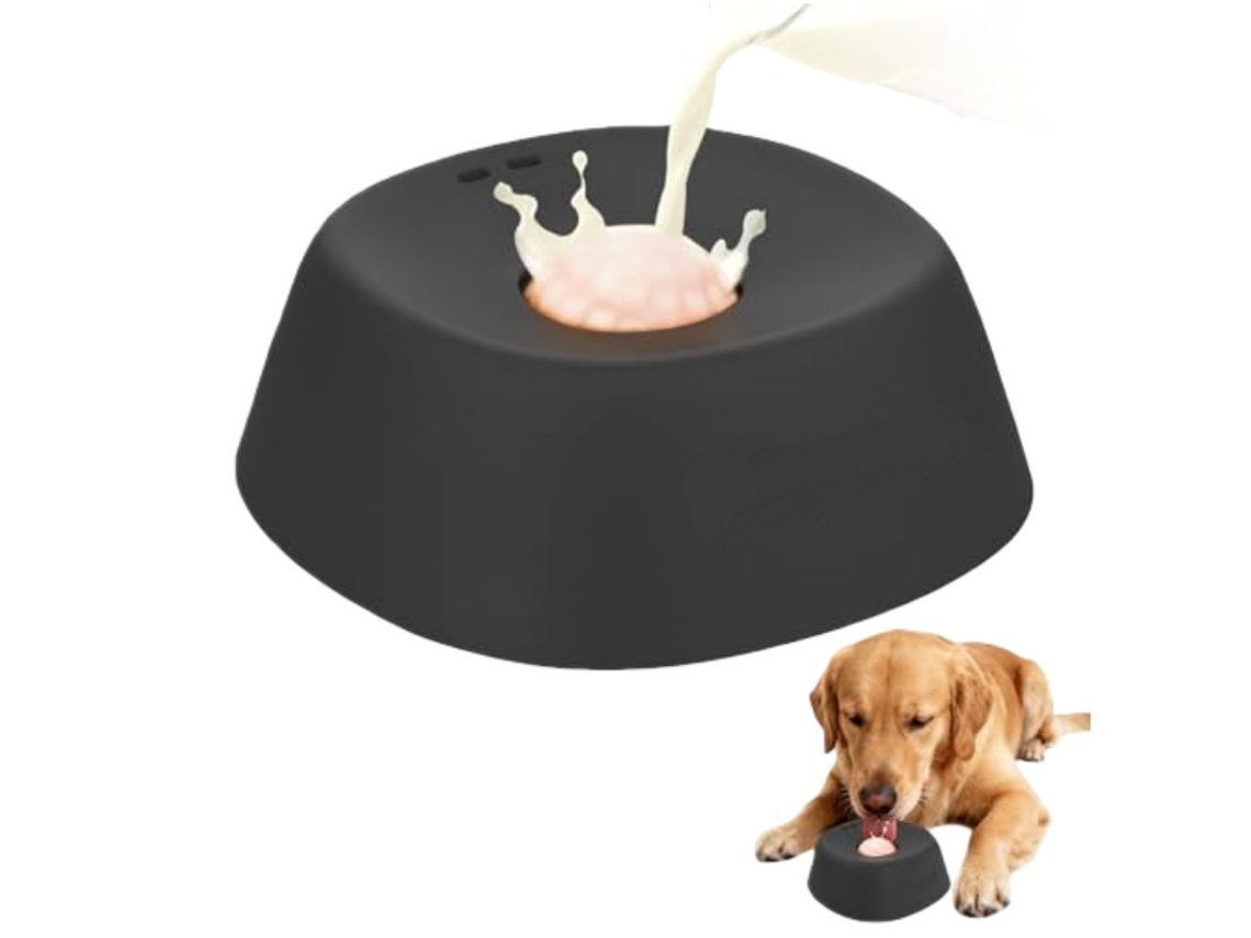 Tigela de Alimentação Lenta À Prova de Derramamento para Cães, Antiderrapante com Peso para Lamber Comida, Preta AQUAFORGE