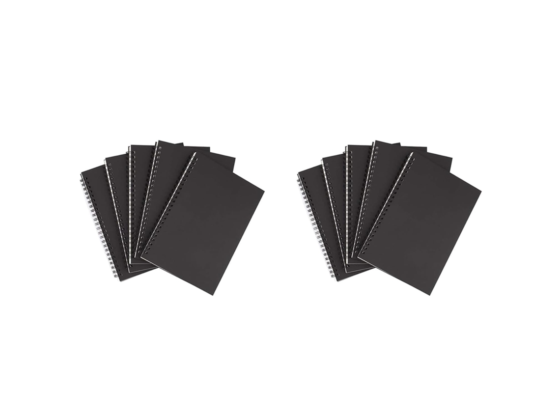 Gisoanudt Lote De 10 Cadernetas De Notas Em Espiral - Formato A5 - Noir - Carnet De Croquis Non Réglementé -