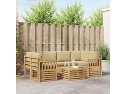 Vidaxl Conjunto De Sofás Para Exterior 7 Pcs Branco E Bege Poliéster