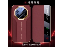 Capa Flip Magnética (huawei Mate80 Pro Max, Vermelha) - Textura Em Relevo Aerodinâmica