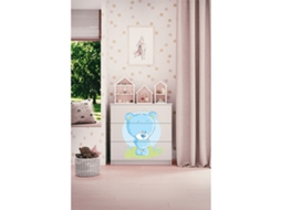 Cómoda 3 Gavetas Kocot Kids Babydream Urso Azul Branco