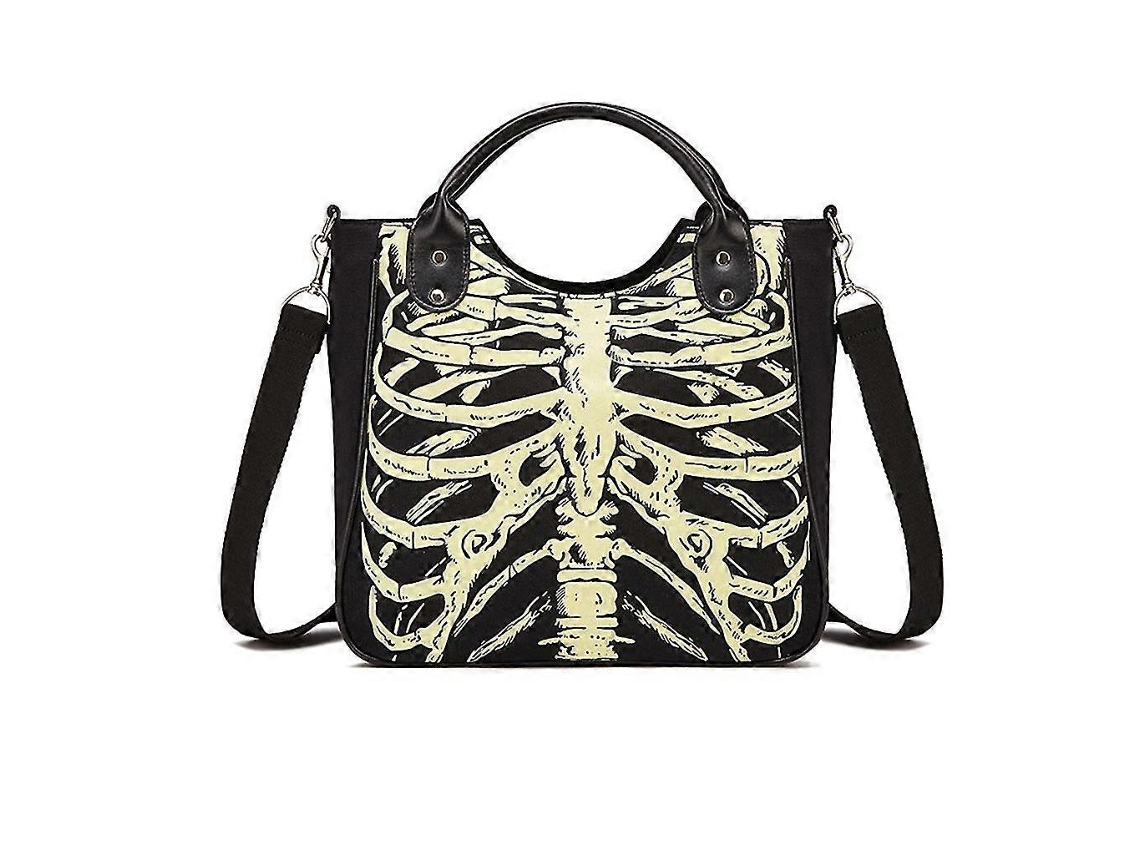 Bolsas Femininas De Caveira Com Ossos De Esqueleto Góticos Luminosos, Bolsa De Ombro Casual Punk Para Halloween, Bolsa Transversal Da Moda