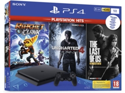 Consola PS4 Slim + Ratchet & Clank + The Last of Us + Uncharted 4 (1 TB)