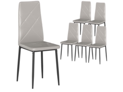6 Cadeiras de Jantar Modernas encosto Alto couro Sintético e Aço 41x50x97 Cm BTFORUS