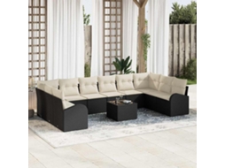 Vidaxl Conjunto De Sofá De Jardim 11 Unid. Marrom E Creme Vime Pe