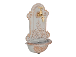 Fonte De Parede Relaxdays, Nostálgica, Lavatório E Torneira, Fonte De Jardim Hbt 36 X 22 X 10,5 Cm, Ferro, Dourado/cinza