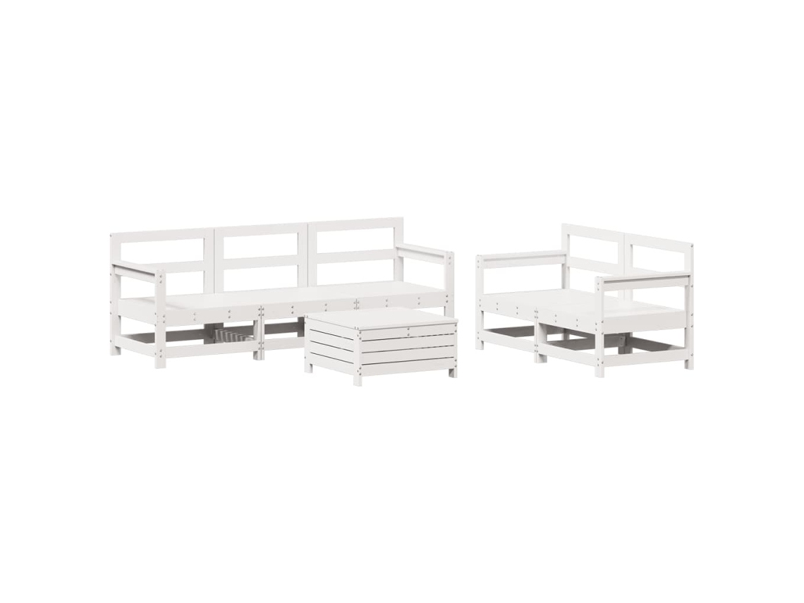 Conjunto de 6 Sofás de Jardim Madeira de Pinho Maciça Branco MAISON EXCLUSIVE
