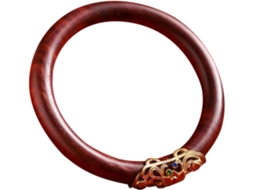 Pulseira Rígida Vintage Redonda De 60 Mm Em Sândalo Vermelho Natural.
