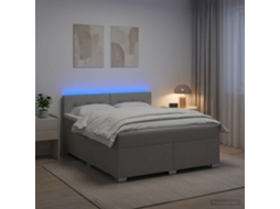 Vidaxl Cama Box Spring Com Colchão E Led Cinzento-claro 140 X 200 Cm