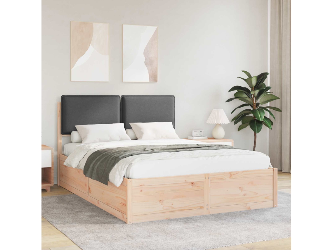 Vidaxl Estrutura De Cama Com Cabeceira Estofada Cinza Escuro
