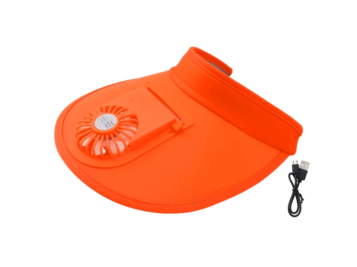 Chapéu Ventilador Uv Feminino Infantil Laranja Verão
