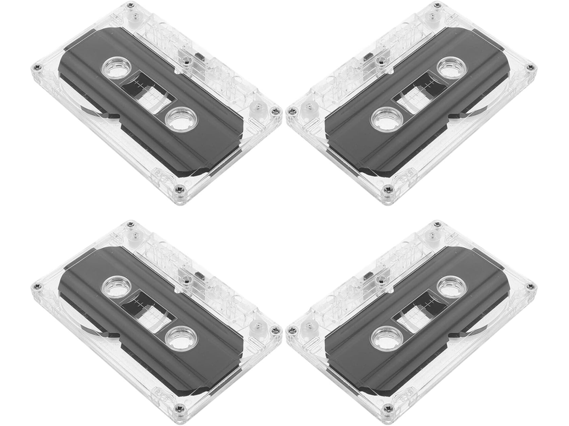 Conjunto de 4 Fitas Cassete Virgens com Estojo Rígido Transparente SFUSHOS