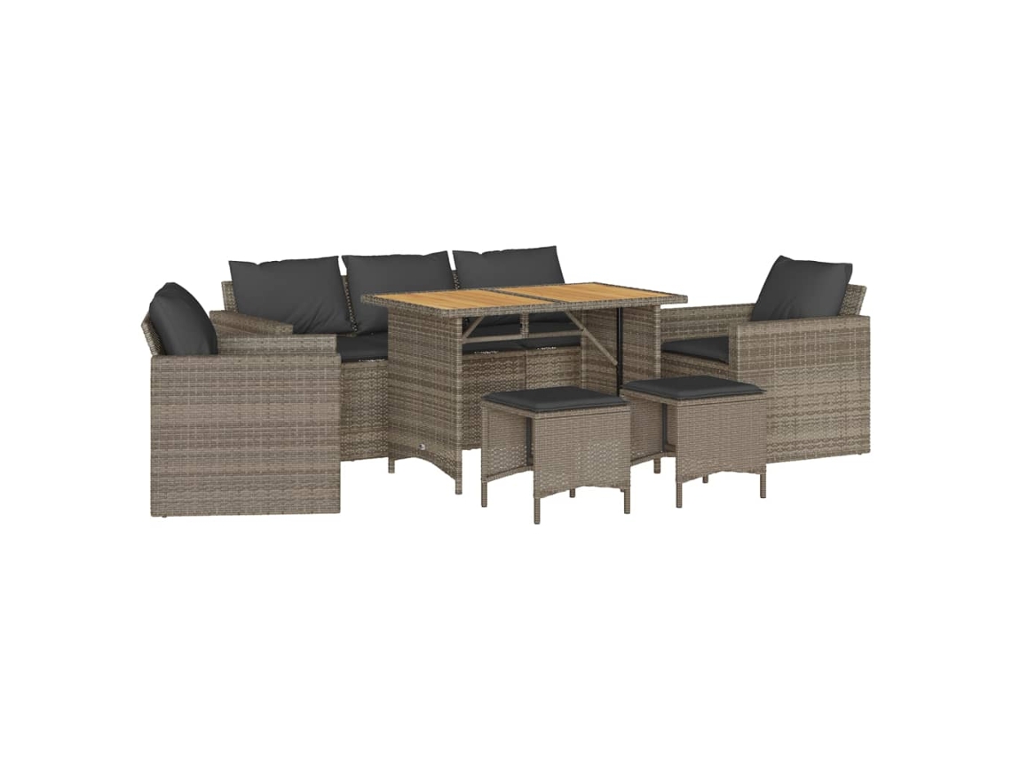 Conjunto de 6 Sofás de Jardim com Almofadões Vime Cinzento MAISON EXCLUSIVE (80x200 cm)
