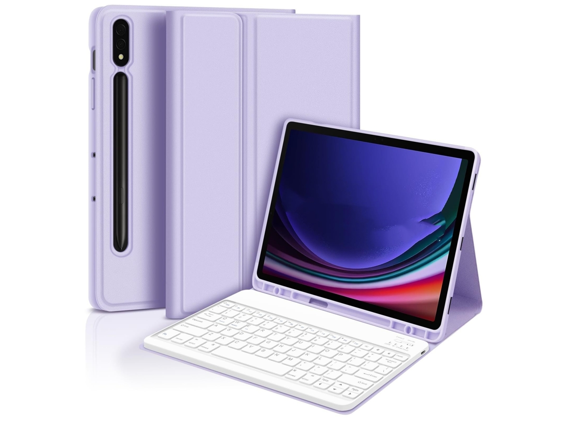 Layer com teclado Bluetooth Roxa, compatível com Samsung Galaxy Tab S9 Fe/S10 (10,9'')