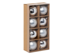 Bolas de Natal Colorama, conjunto de 8 bolas de plástico, D8Cm, prata e branco FEERIC LIGHTS & CHRISTMAS